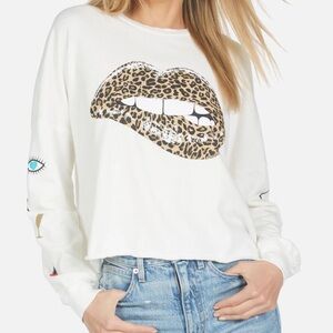 Lauren Moshi Lee Leopard Lip Sweatshirt